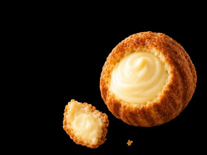 커스터드 크림이 가득한 커스터드 호두 단면